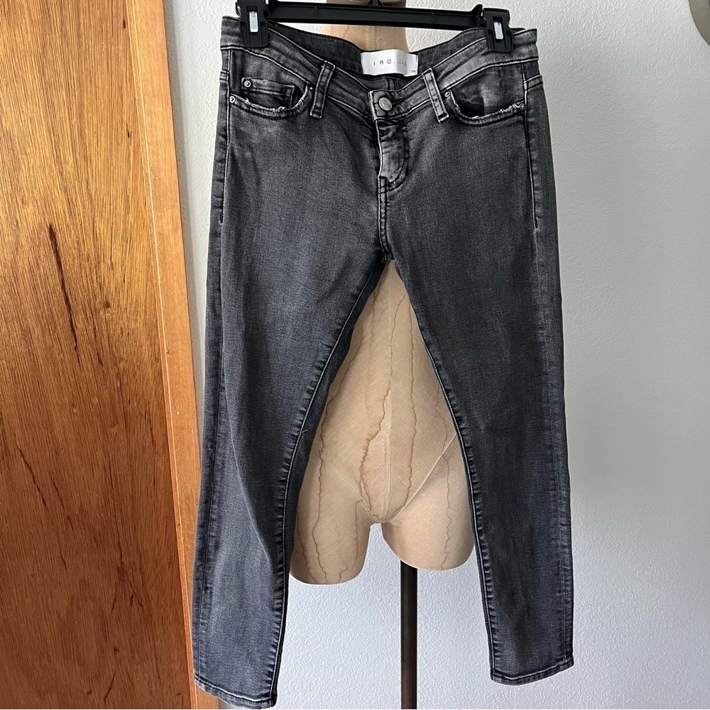 IRO JEANS sz 28 Skinny Leg Alyson Dark Gray Denim Cropped Low Rise